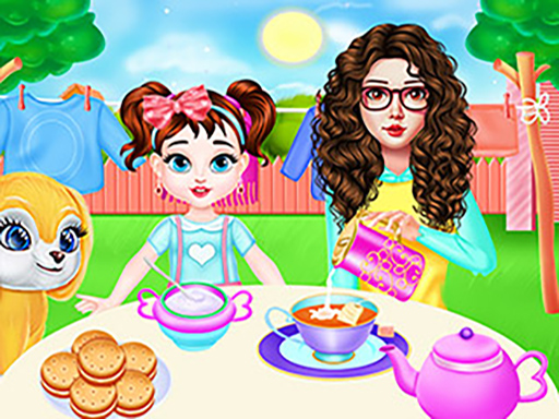 Mom And Taylor Washing Clothes - Family Chores Online Game